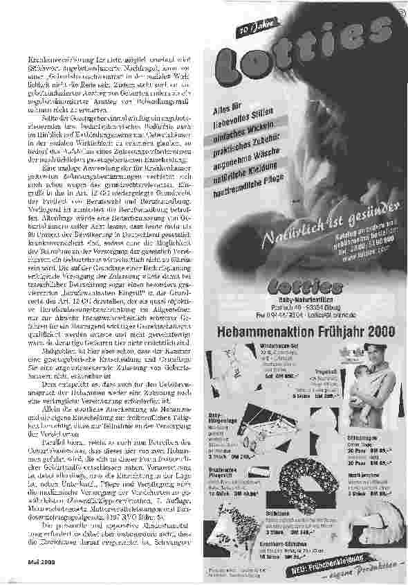 Vorschauseite 5: GEBURTSHAUSPAUSCHALEURTEIL DES SOZIALGERICHTS ALTENBURG VOM 30.9.1999 S 13 KR 2180/98