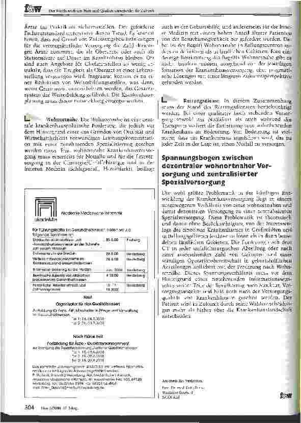 Vorschauseite 3: Der Wettbewerb um Preis und Qualität entscheidet die Zukunft Es gibt keine Krankenhausplanung nach Patentrezept