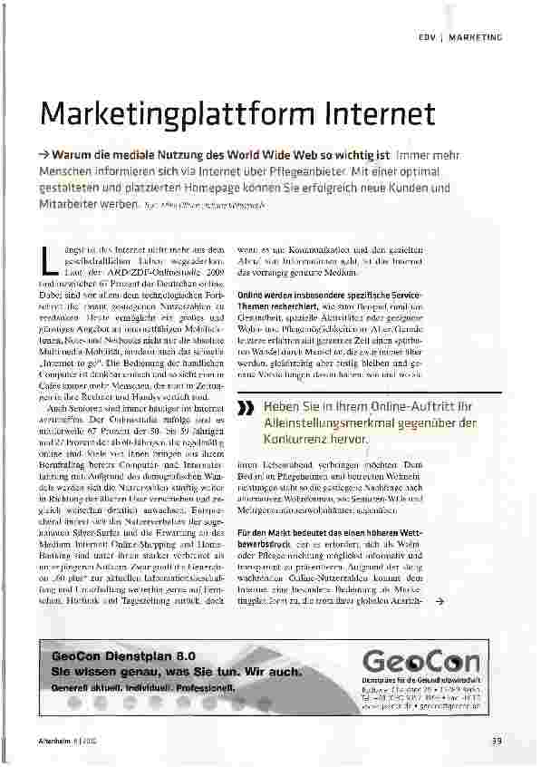 Vorschauseite 1: Marketingplattform Internet