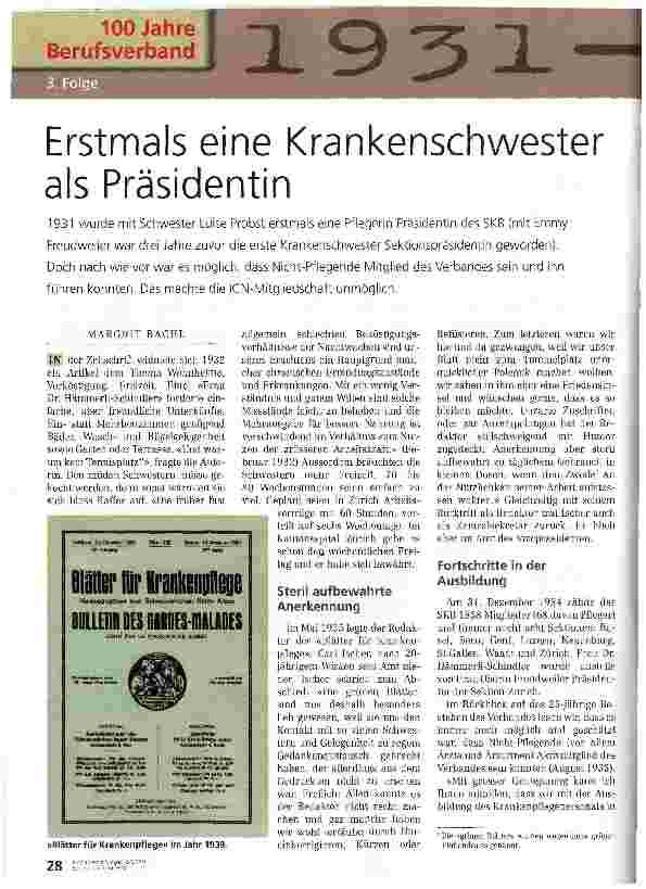 Vorschauseite 1: Erstmals eine Krankenschwester als Präsidentin
