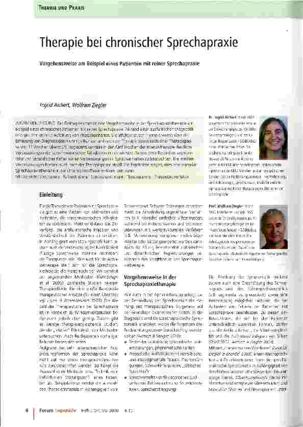 Vorschauseite 1: Therapie bei chronischer Sprechapraxie