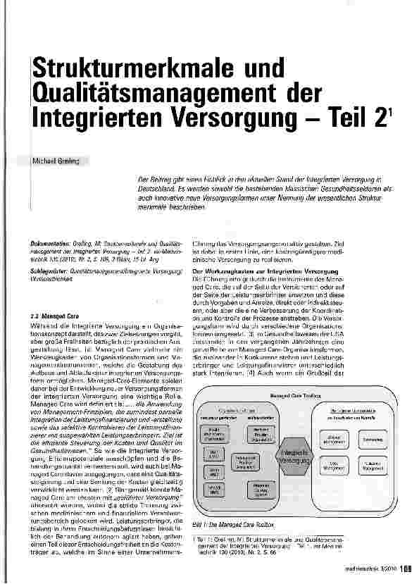 Vorschauseite 1: Strukturmerkmale und Qualitätsmanagement der Integrierten Versorgung - Teil 2