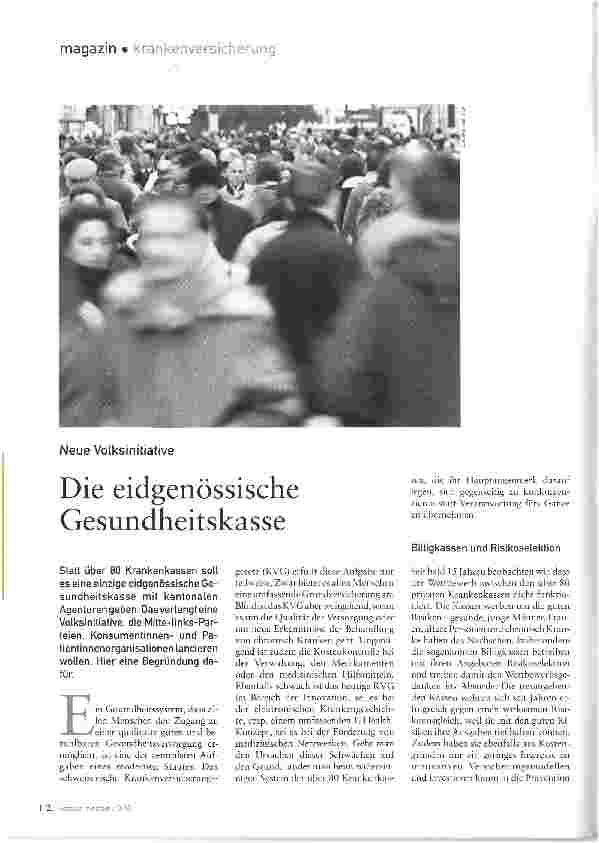 Vorschauseite 1: Die eidgenössische Gesundheitskasse