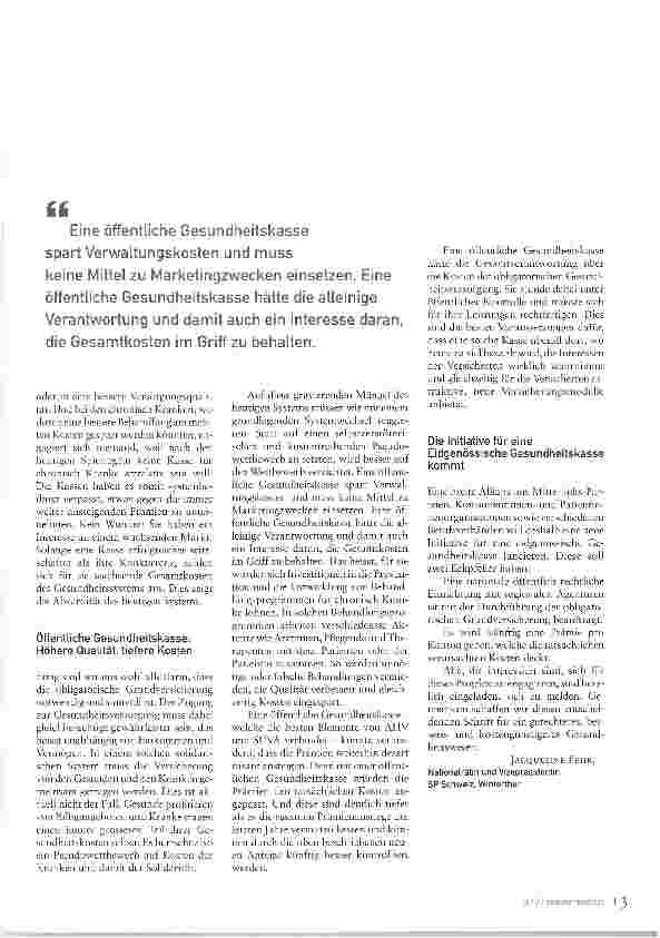 Vorschauseite 2: Die eidgenössische Gesundheitskasse