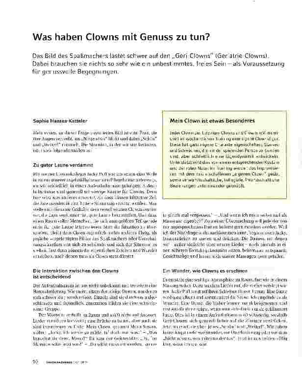 Vorschauseite 1: Was haben Clowns mit Genuss zu tun?