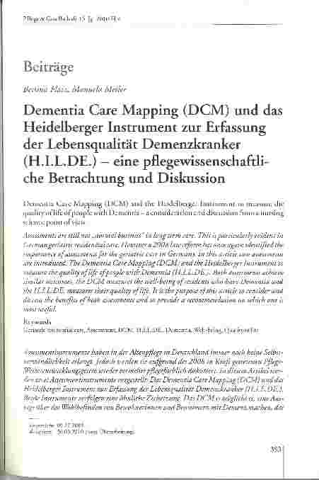 Vorschauseite 1: Dementia Care Mapping (DCM) und das Heidelberger Instrument zur Erfassung der Lebensqualität Demenzkranker (H. I. L. DE. ) - eine pflegewissenschaftli-che Betrachtung und Diskussi…