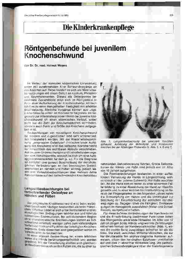 Vorschauseite 1: Röntgenbefunde bei juvenilem Knochenschwund