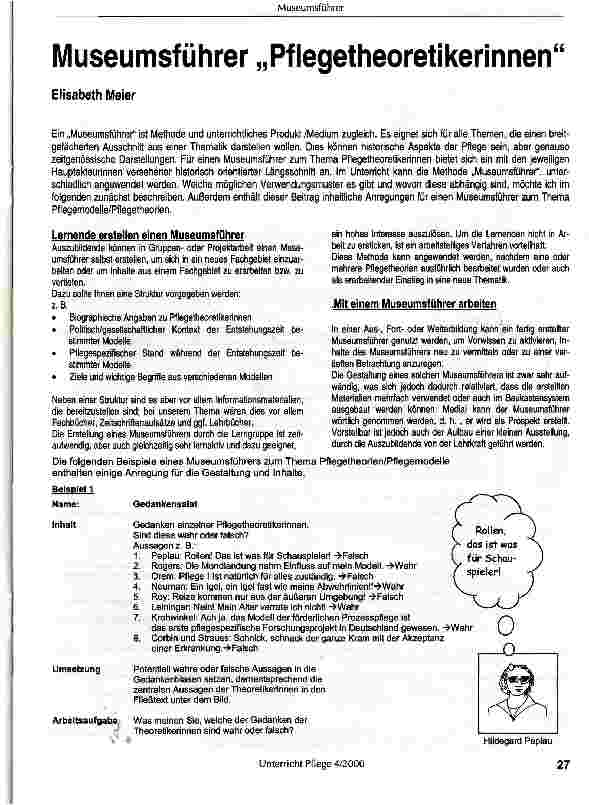 Vorschauseite 1: Museumsführer „Pflegetheoretikerinnen