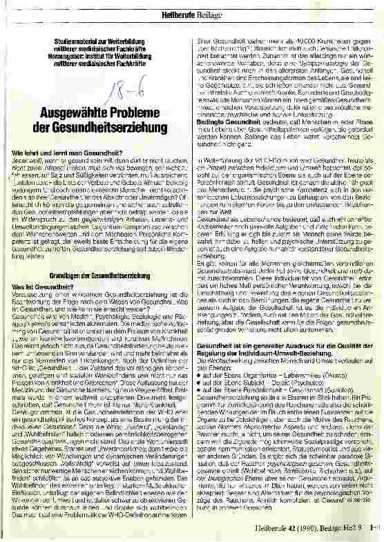 Vorschauseite 1: Ausgewählte Probleme der Gesundheitserziehung