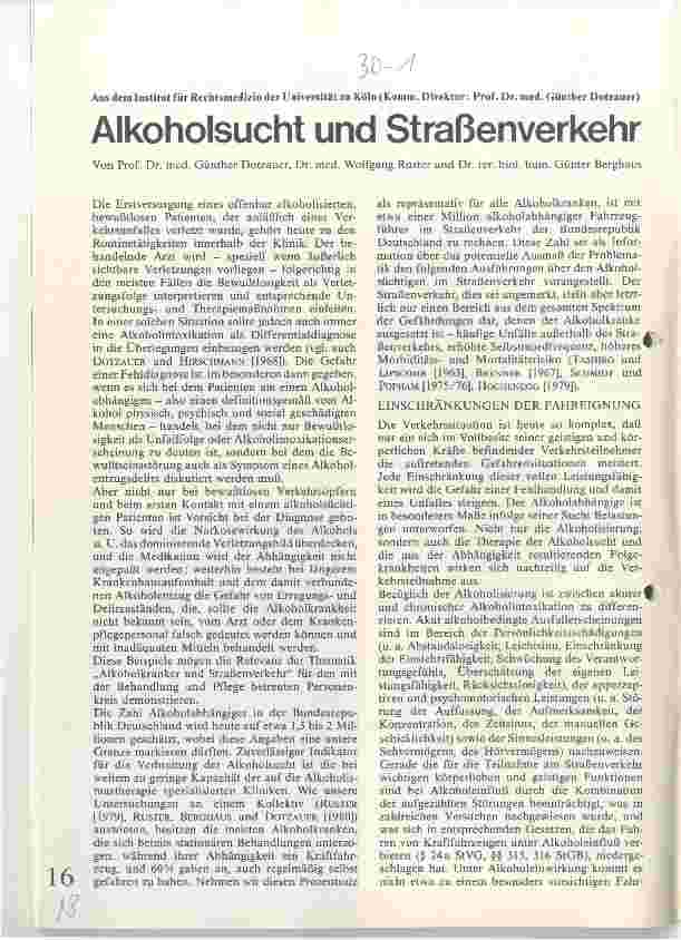 Vorschauseite 1: Alkoholsucht und Straßenverkehr