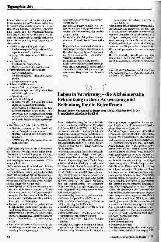 Vorschauseite 1: Leben in Verwirrung - die Alzheimersche Erkrankung in ihrer Auswirkung und Bedeutung für die Betroffenen