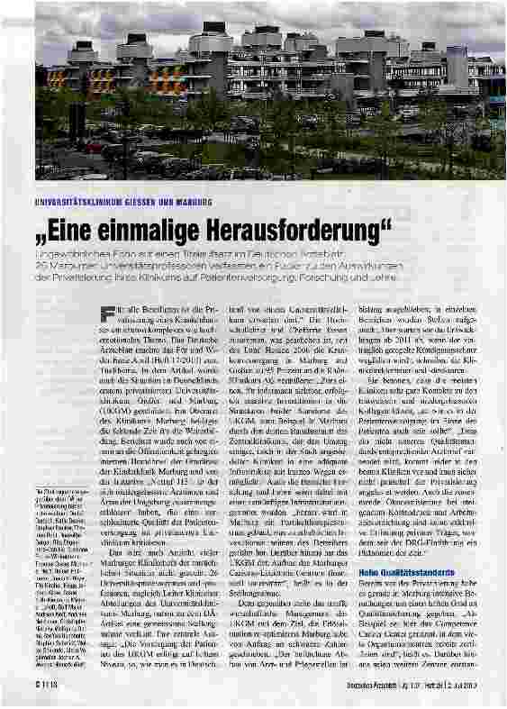 Vorschauseite 1: „Eine einmalige Herausforderung