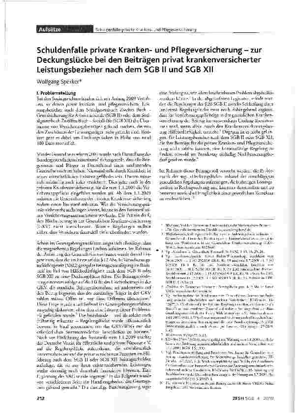 Vorschauseite 1: Schuldenfalle private Krankenund Pflegeversicherung - zur Deckungslücke bei den Beiträgen privat krankenversicherter Leistungsbezieher nach dem SGB II und SGB XII