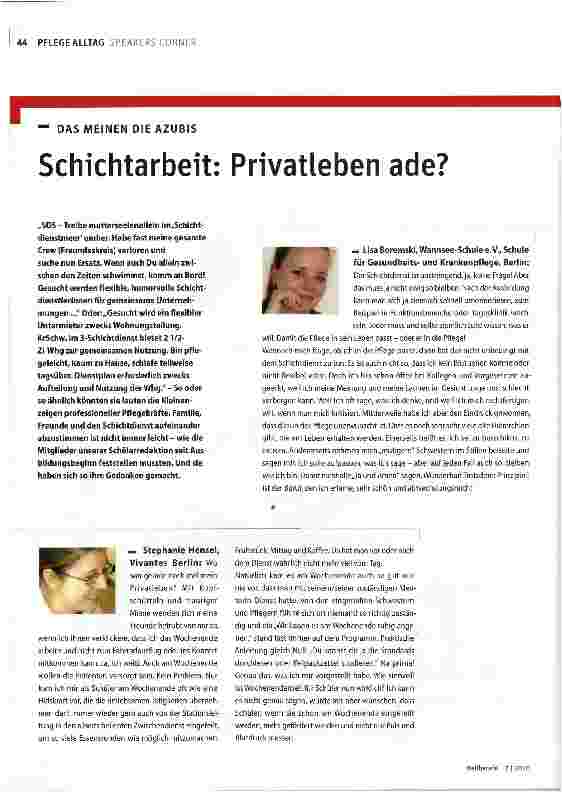 Vorschauseite 1: Schichtarbeit: Privatleben ade?