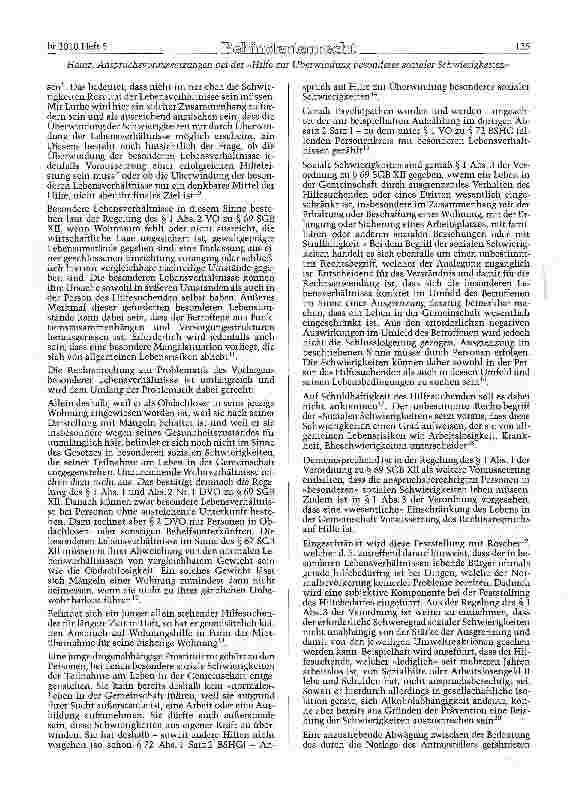 Vorschauseite 2: Zu unbestimmten Anspruchsvoraussetzungen innerhalb des Anspruchs auf »Hilfe zur Überwindung besonderer sozialer Schwierigkeiten« und zu möglichen verfassungsrechtlichen Einflüssen…