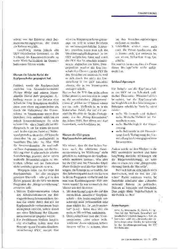 Vorschauseite 4: Die „Kopfpauschale -Bürgerversicherung durch die Hintertür?