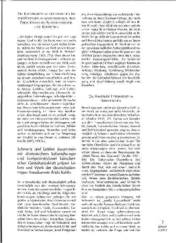 Vorschauseite 4: VERKÖRPERUNG IM SCHÖNEN - LEBEN UND WERK FRIDA KAHLOS ALS HERAUSFORDERUNG FÜR DIESCHMERZTHERAPIE