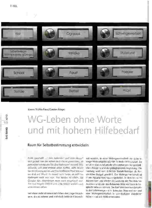 Vorschauseite 1: WG-Leben ohne Worte und mit hohem Hilfebedarf