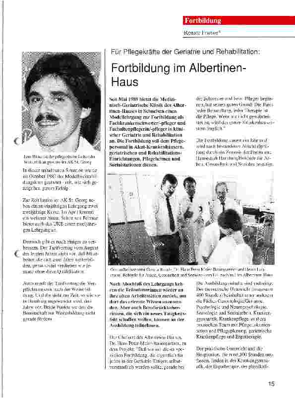 Vorschauseite 2: Betr.: Fachkräfte der Anästhesie und Intensivpflege Erfolgreiches Weiterbildungsmodell im AK St. Georg