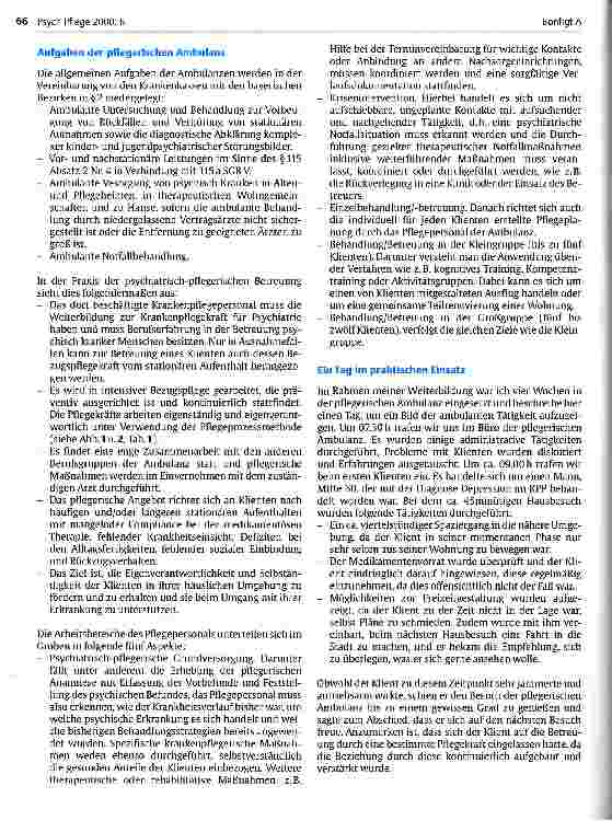 Vorschauseite 2: Psychiatrische Pflegeambulanz Werneck Aufgaben, Schwierigkeiten, Abrechnungsmodus und Voraussetzungen