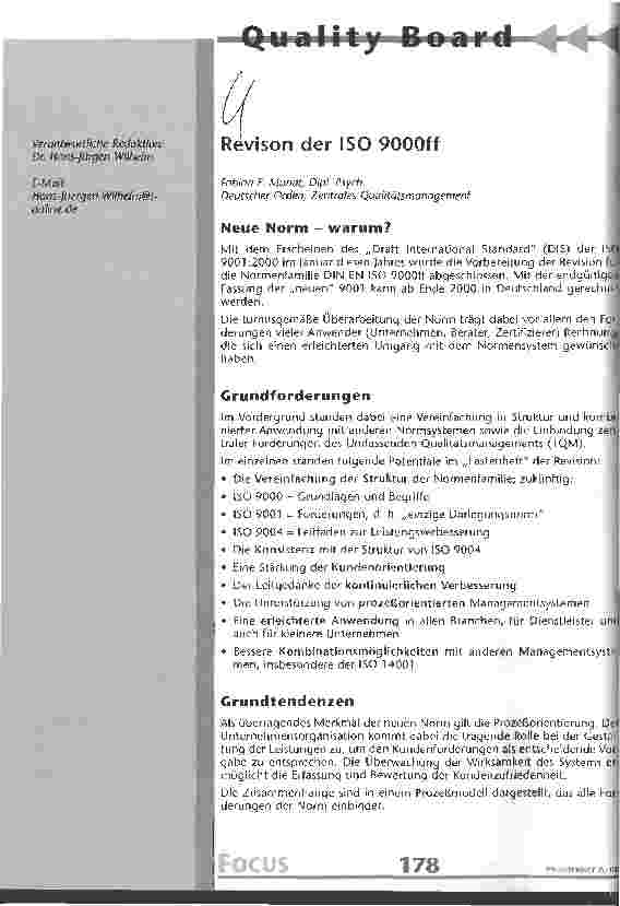 Vorschauseite 1: Revision der ISO 9000ff