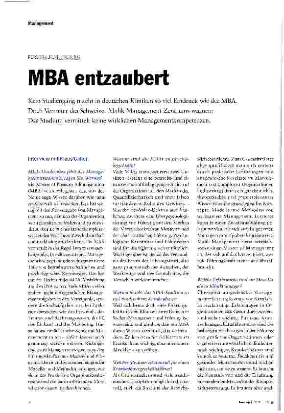 Vorschauseite 1: MBA entzaubert