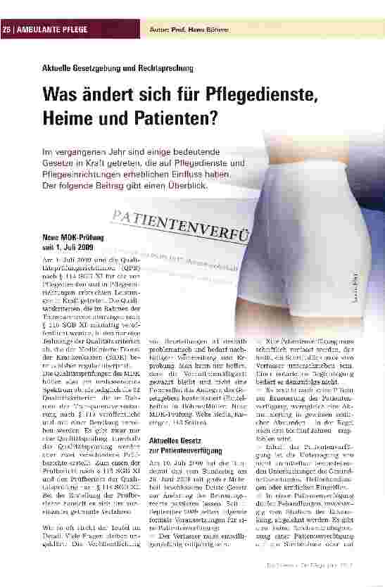 Vorschauseite 1: Was ändert sich für Pflegedienste, Heime und Patienten?