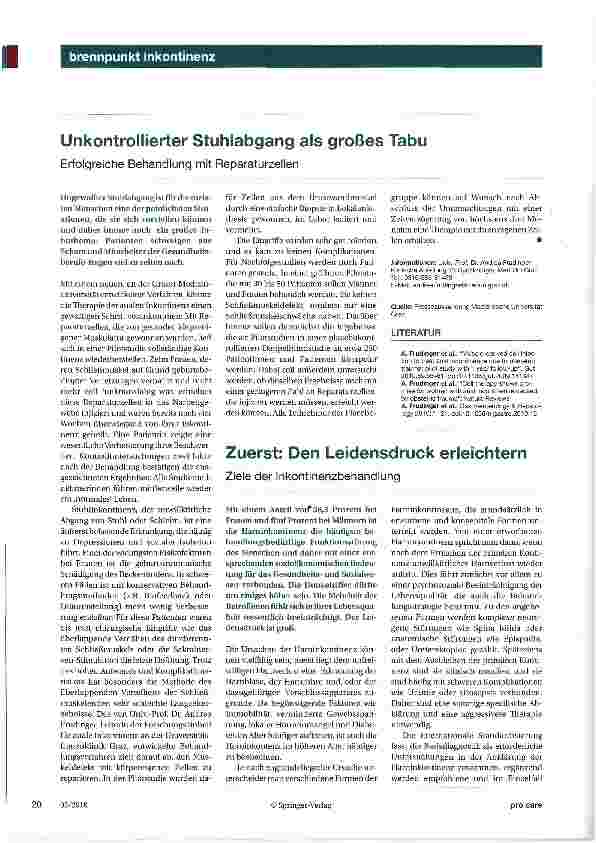 Vorschauseite 1: Unkontrollierter Stuhlabgang als großes Tabu