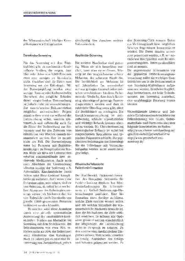 Vorschauseite 3: Krebsfrüherkennung -mehr Schaden als Nutzen?