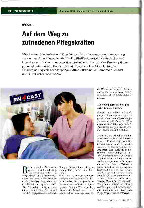 Vorschauseite 1: Auf dem Weg zu zufriedenen Pflegekräften