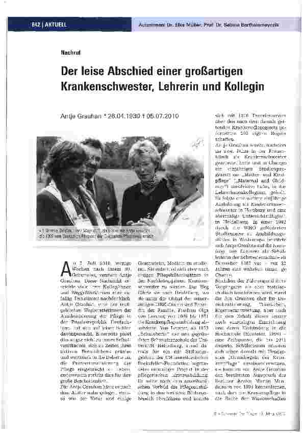 Vorschauseite 1: Der leise Abschied einer großartigen Krankenschwester, Lehrerin und Kollegin