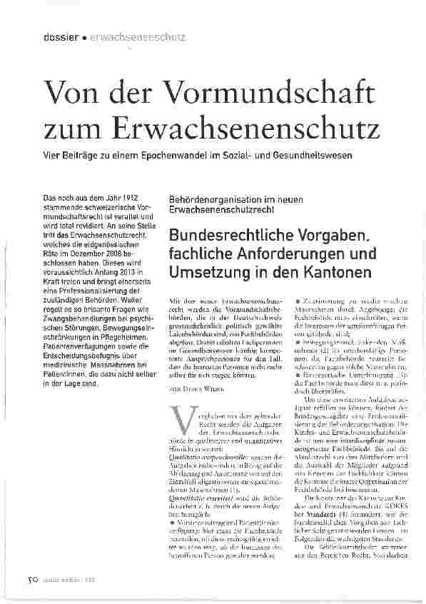 Vorschauseite 1: Von der Vormundschaft zum Erwachsenenschutz