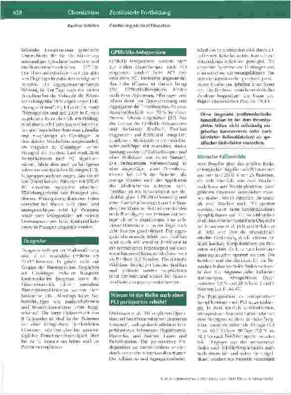 Vorschauseite 5: Der Patient nach Koronarintervention in der perioperativen Medizin