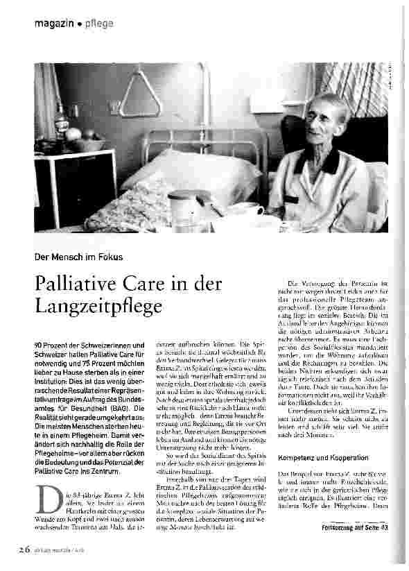 Vorschauseite 1: Palliative Care in der Langzeitpflege
