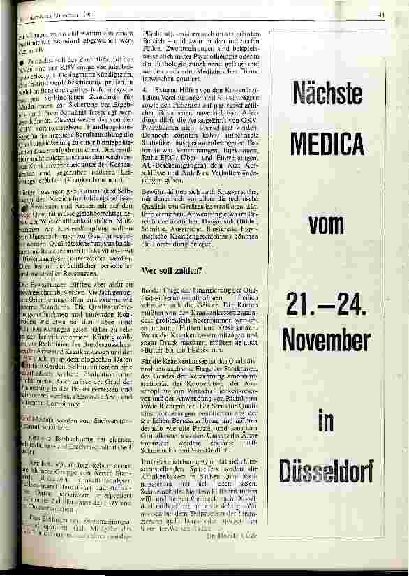Vorschauseite 3: Qualitätssicherung: Eine Daueraufgabe, die ins Geld geht Medica 89 in Düsseldorf