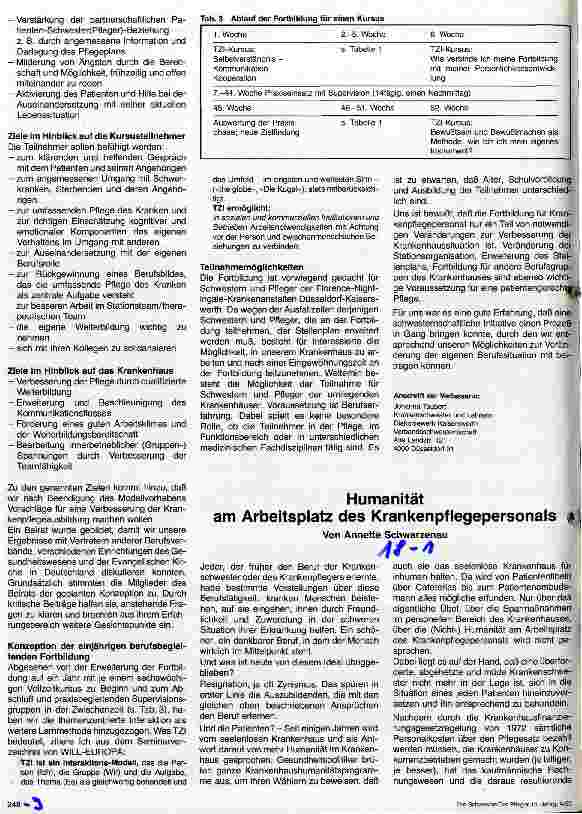 Vorschauseite 1: Humanität am Arbeitsplatz des Krankenpflegepersonals