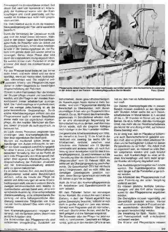 Vorschauseite 2: Humanität am Arbeitsplatz des Krankenpflegepersonals