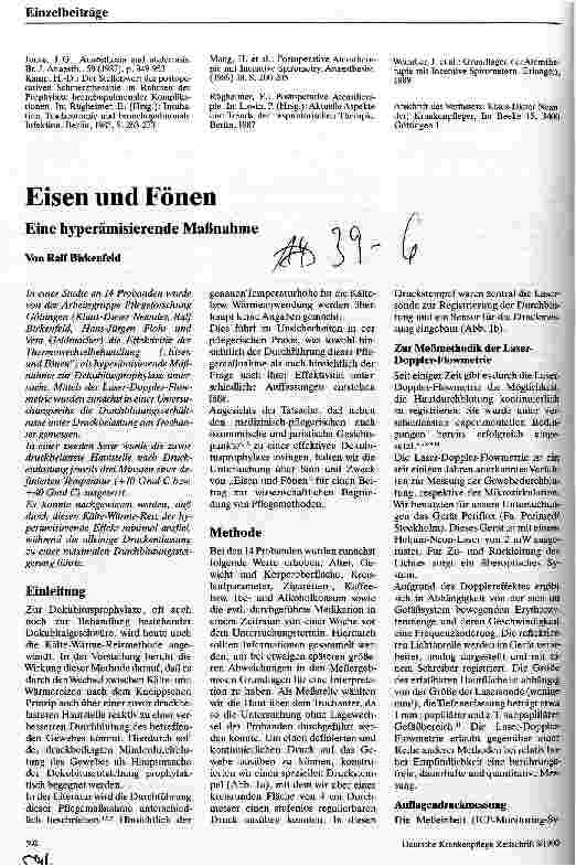Vorschauseite 1: Eisen und Fönen Eine hyperämisierende Maßnahme