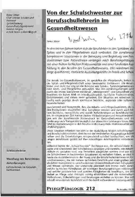 Vorschauseite 1: Von der Schulschwester zur Berufsschuölehrerin im Gesundheitswesen
