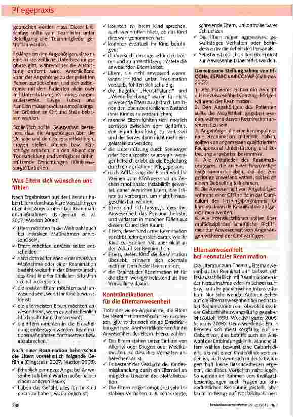 Vorschauseite 4: Elternanwesenheit während der Reanimation