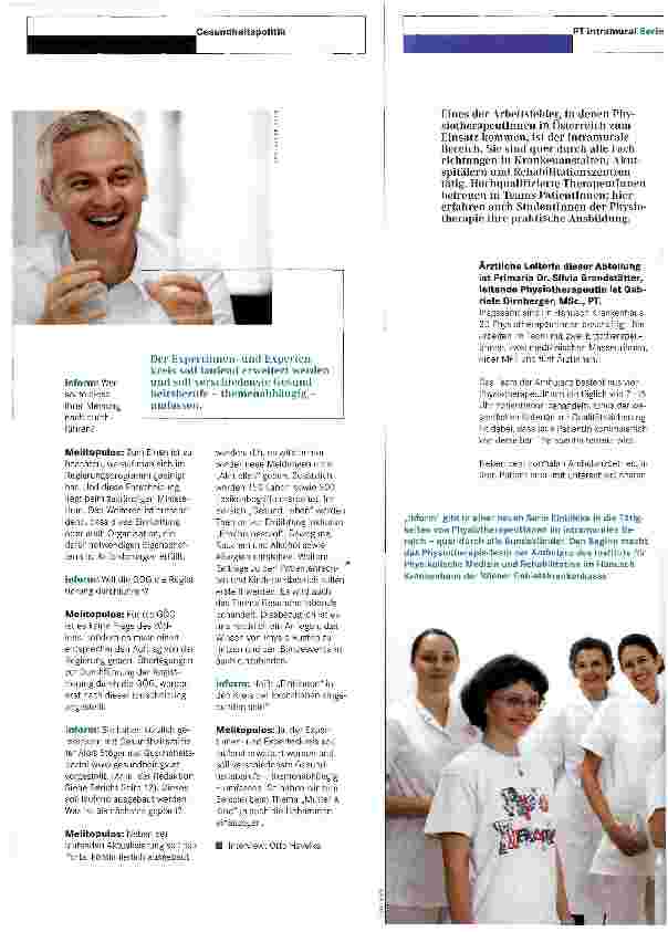 Vorschauseite 2: Wir wollen das Wissen von Physio Austria nutzen