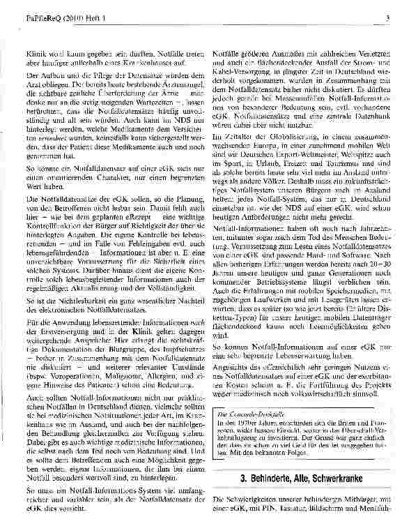 Vorschauseite 3: Notfalldatensatz auf der eGesundheitskarte