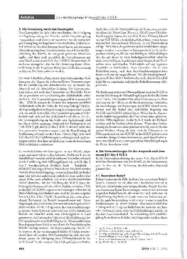 Vorschauseite 2: Die »Härtefallregelung« im neuen §21 Abs. 6 SGB II