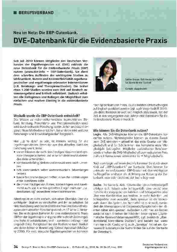 Vorschauseite 1: DVE-Datenbankfür die Evidenzbasierte Praxis