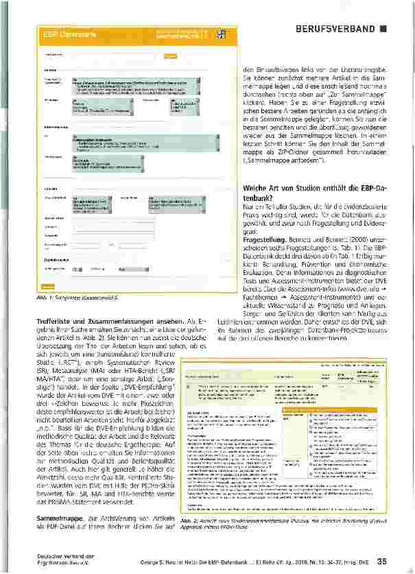 Vorschauseite 2: DVE-Datenbankfür die Evidenzbasierte Praxis