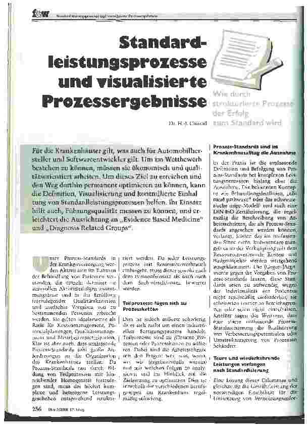 Vorschauseite 1: Standardleistungsprozess und visualisierte Prozessergebnisse Wie durch strukturierte Prozesse der Erfolg zum Standard wird