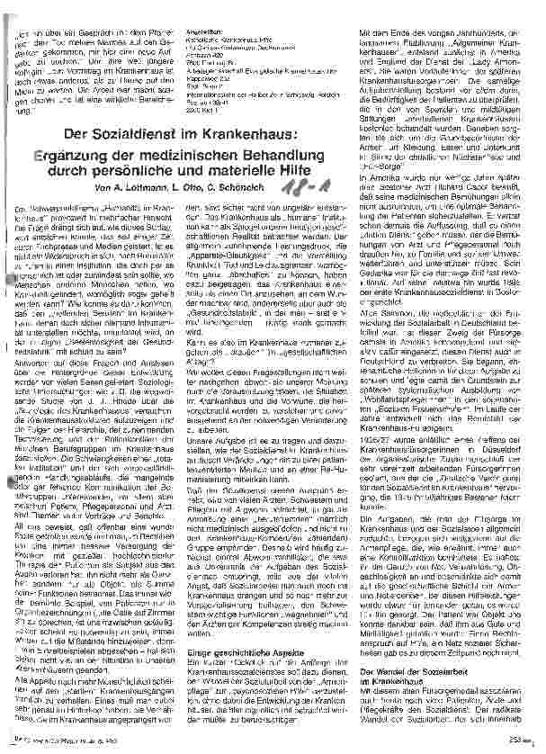 Vorschauseite 1: Der Sozialdienst im Krankenhaus: Ergänzung der medizinischen Behandlung durch persönliche und materielle Hilfe