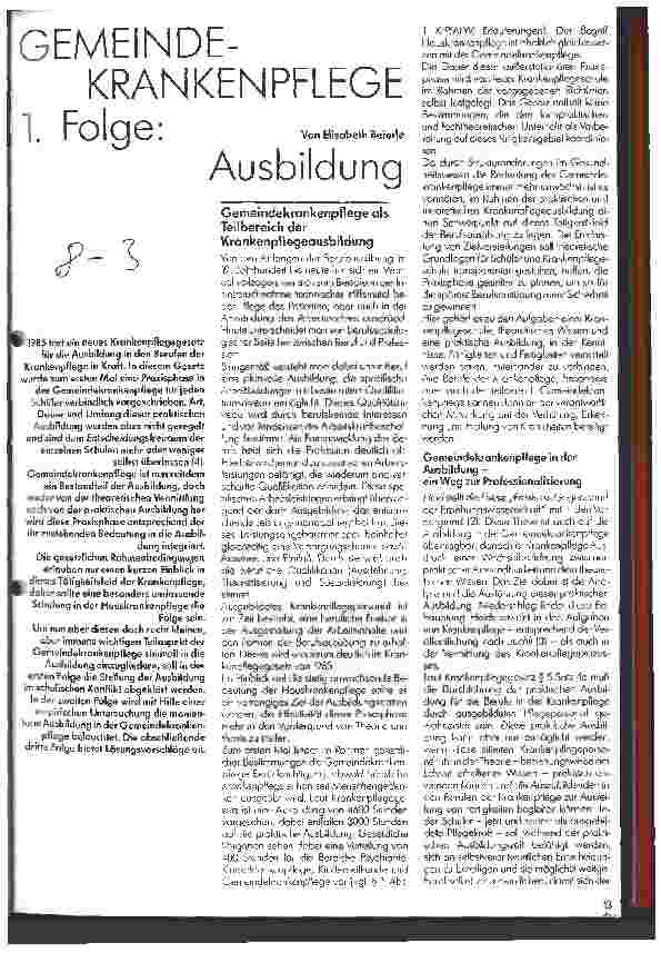Vorschauseite 1: Gemeindekrankenpflege - 1. Folge Ausbildung