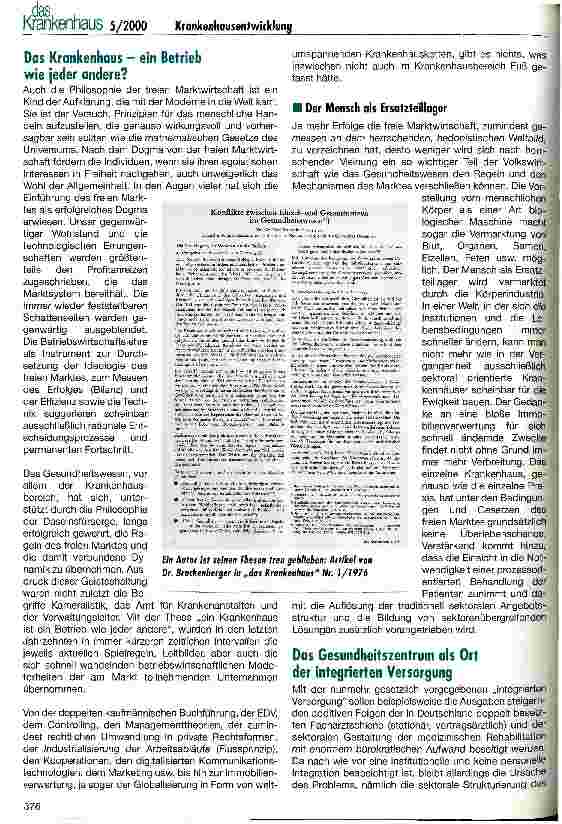 Vorschauseite 2: Von der Klinik zum Reparaturbetrieb Das Krankenhaus als Spiegelbild der Gesellschaft