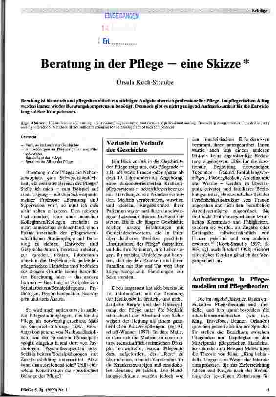 Vorschauseite 1: Beratung in der Pflege - eine Skizze